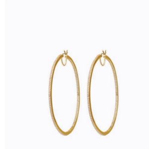 Henri Bendel Luxe Uptown Pave Gold Hoop Earrings